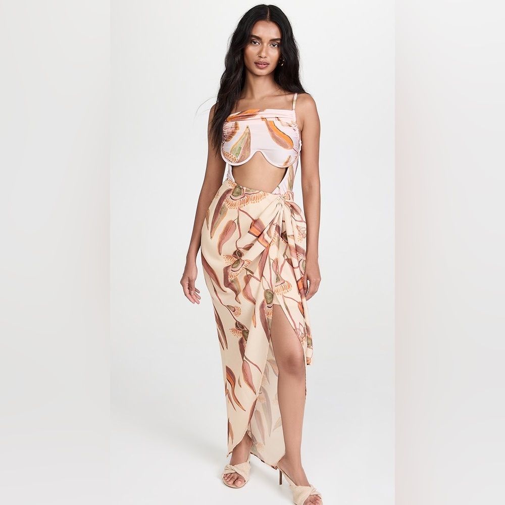 Andrea Iyamah Cream and Orange Skirt
